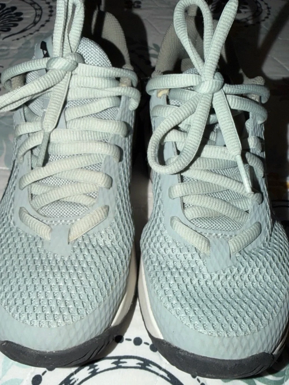 Nike Light Gray and Black Mesh Air-Cushioned Trainers